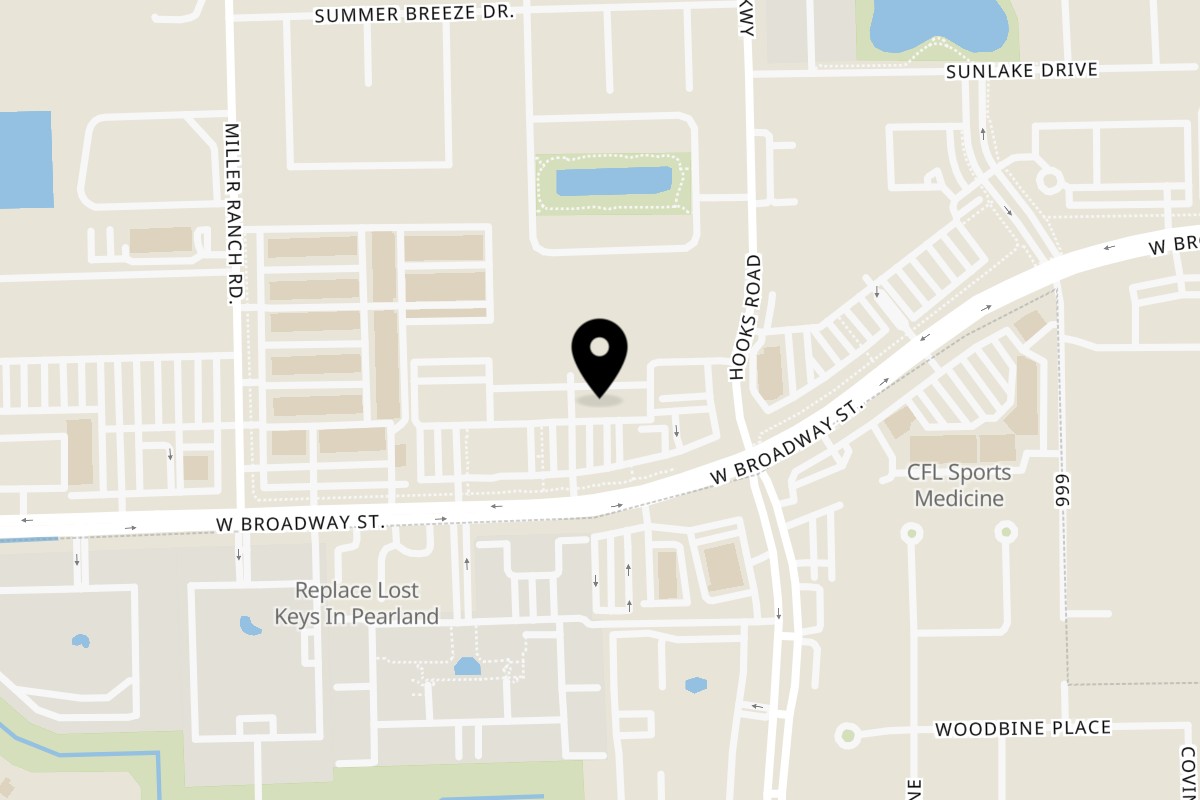 Map showing the location of Mikki's Soul Food Cafe Broadway Street on 9603 Broadway St STE 108 in Pearland